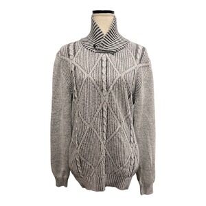 Method Sweater Gray Heavy Cable Knit Shawl Collar Pullover Size XL Fisherman